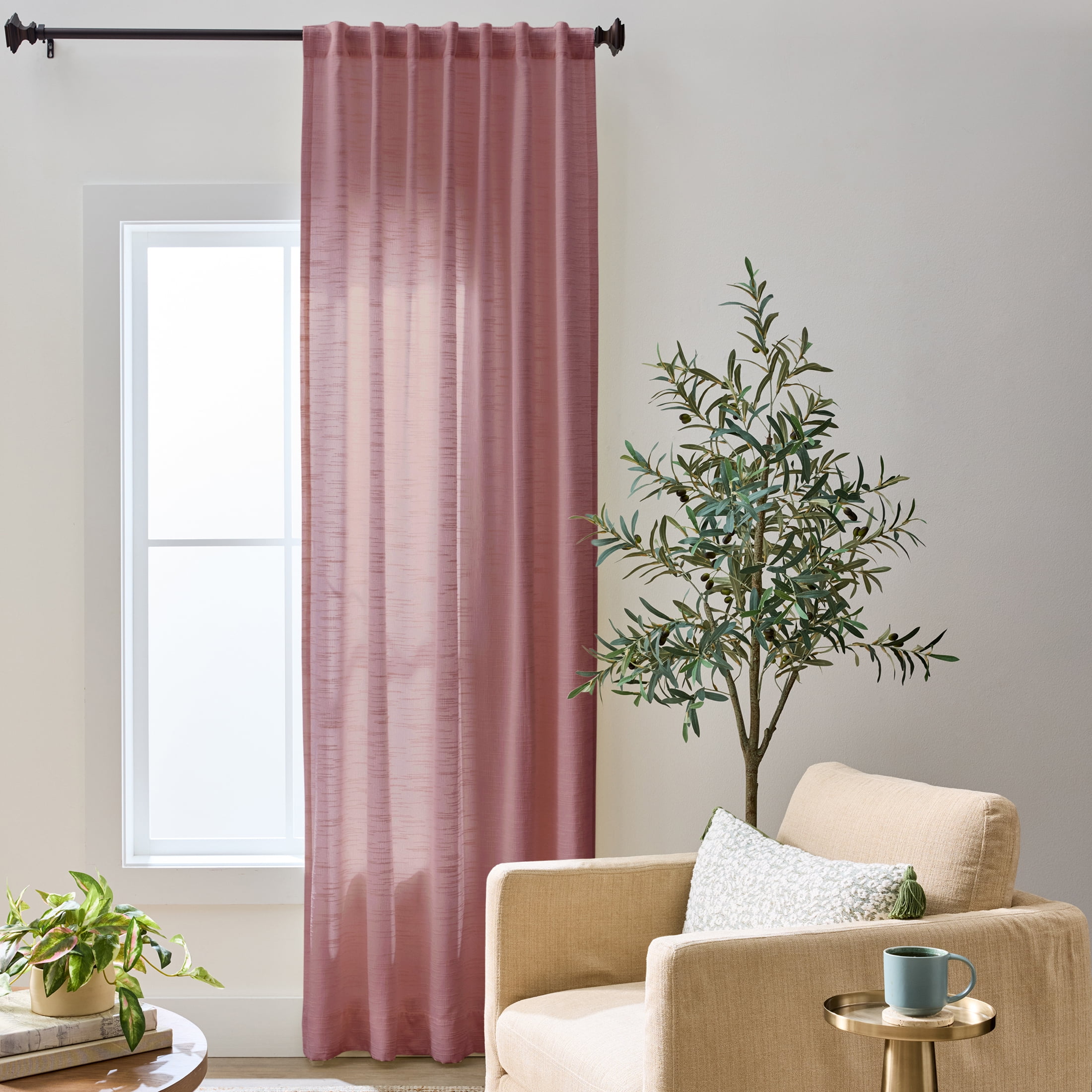 Better Homes & Gardens Textured Solid Chenille Light Filtering Single Curtain Panel, Violet Gem, 50"W x 84"L