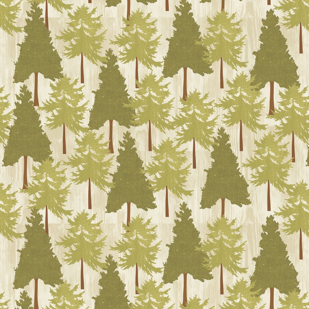 David Textiles Lodge Trees Cotton Fabric by the Yard