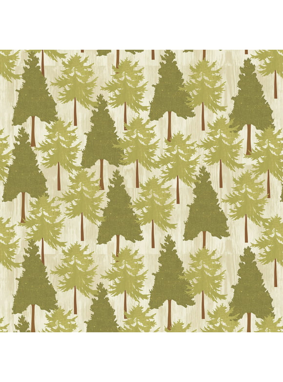 David Textiles Lodge Trees Cotton Fabric by the Yard