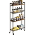 thumbnail image 2 of Carrito de cocina con ruedas, carrito de almacenamiento de 4 niveles con ruedas, para espacios estrechos, lavadero, comedor, baño, estantería de 32,7" de alto con cestas de malla, marrón rústico, 2 of 8