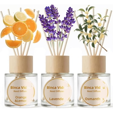 UniVerse Binca Vidou Reed Diffuser Set, Lavender 1.69oz Osmanthus 1.69oz Orange&Lemon 1.69oz Scent Oil Diffusers with Sticks for Home Office Bathroom Aromatherapy Decor
