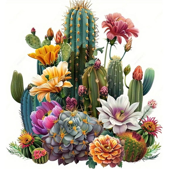 Diamond Art Kits for Adults,5D Diamond Painting Kits for Beginners,Round Full Drill Diamond Dots DIY Paint Gem Painting Kit for Adults Picture Crafts Home Wall Decor 13.78x13.78 Inch.,Cactus,A