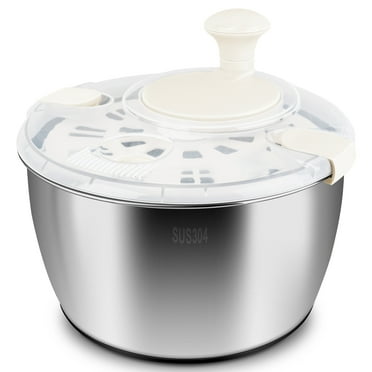 Salad Spinner Stainless Steel Large, Multi-Use Lettuce Spinner Wash Spin and Dry Fruits and Vegetables with Drain Bowl Colander Spinner (5 Qt)