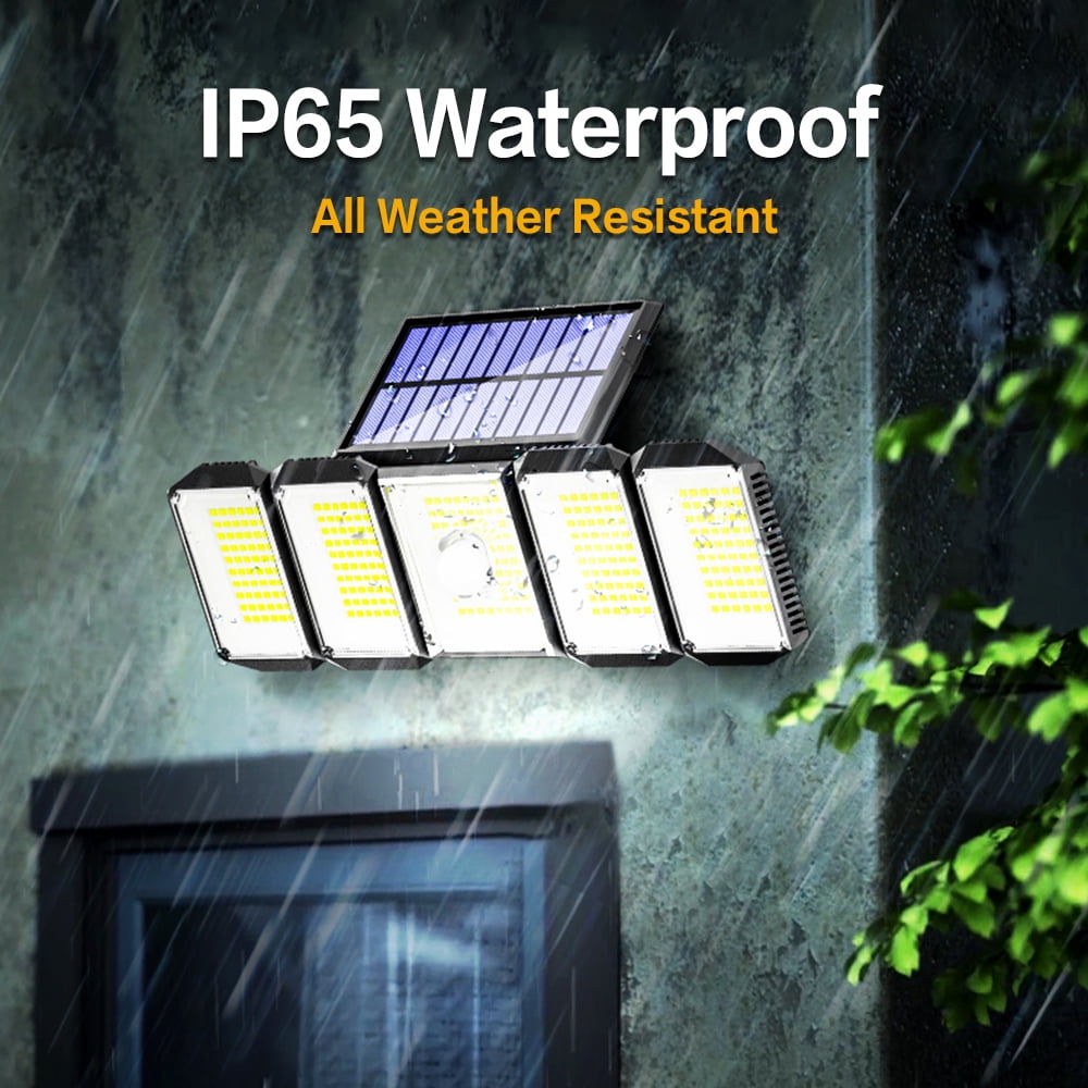 2 Pack Solar Lights Outdoor 300 LED 7000K Motion Sensor  Lights, 5 Heads Waterproof  Security Solar Flood Lights, 270° Wide Angle Illumination  Wall Lights for Yard,Garage,Patio Entryways