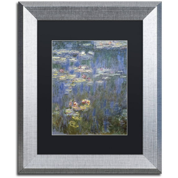 Trademark Fine Art "Water Lilies IV 1840-1926" Canvas Art by Claude Monet Black Matte, Silver Frame