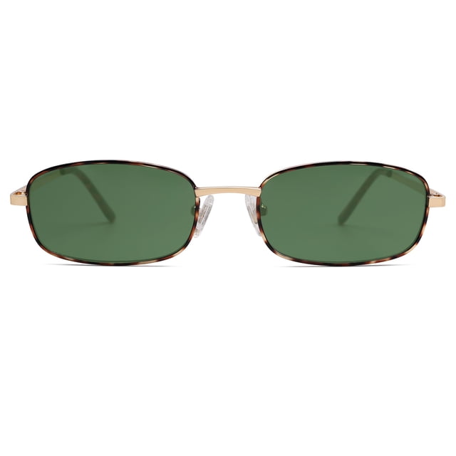 Gafas de Sol SOJOS Y2k Rectángulo Estrecho SJ1187 Carey/Verde