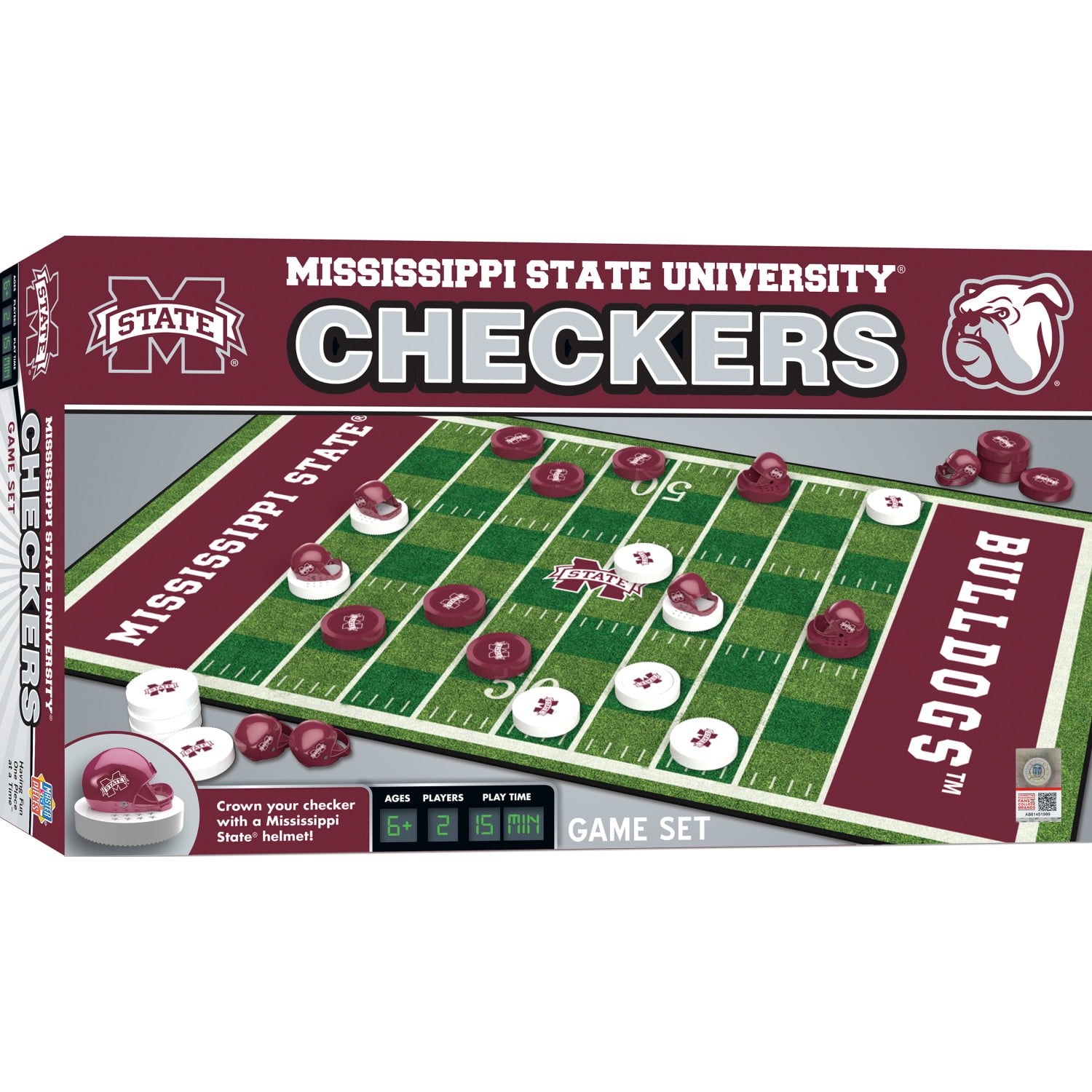 MasterPieces Officially licensed NCAA Mississippi State Bulldogs Checkers Board Game for Families and Kids ages 6 and Up