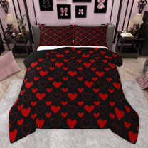 Manfei Romantic Couple Lover 3 Pieces Queen Comforter Set for Female Men Teens,Red Love Heart Print Ultra Soft Bedding Sets,Valentine's Day Bedding Comforter Set,Ultra Soft Home Decor