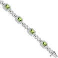 thumbnail image 1 of Sterling Silver Rhodium-Plated Diamond & Peridot Bracelet (7 X 3) Made In China qx842pe, 1 of 5