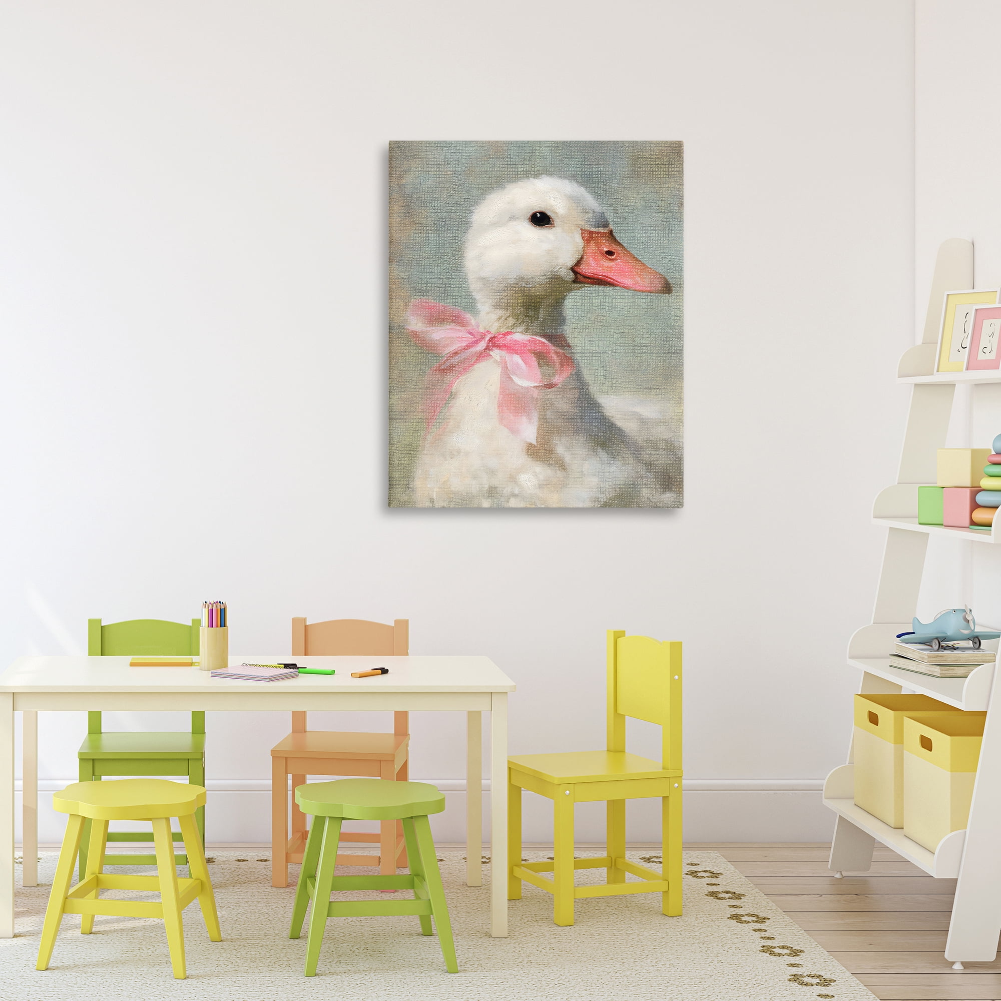 Stupell Industries Portrait of Pink Bow Goose Canvas Wall Art, design by LSR Design Studio