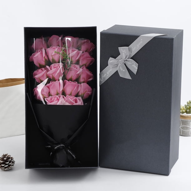 Fiudx Caja de Regalo de Flores de Jabón, Diseño de Rosa Artesanal, Lujosa y Duradera, Perfecta para Cumpleaños, San Valentín, Novias, Esposas, Elegante Caja de Regalo, Tamaño 38 X 20 X 12 Cm.