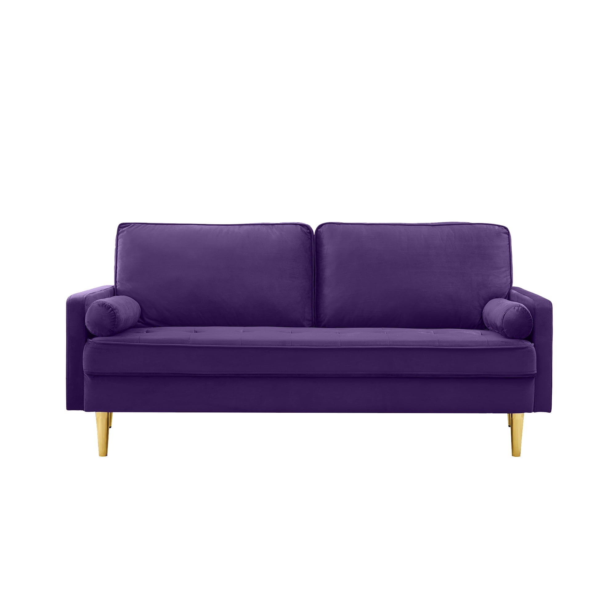 Xukmct 2 Seater Velvet Sofa Couch with Metal Legs, 65 inch Loveseat Sofa for Living Room, Office, Bedroom, Purple