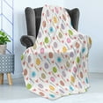thumbnail image 4 of Easter Soft Flannel Fleece Throw Blanket, Colorful Eggs with Stripes Dots Leaves Branches and Hearts Joyous Spring Elements, Cozy Plush for Indoor and Outdoor Use, 50" x 70", Multicolor, by Ambesonne, 4 of 5