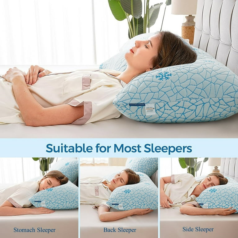 eno【美品】BRAIN SLEEP PILLOW STANDARD EMONIA Cooling Memory Foam Queen Pillows Set of 2,Adjustable