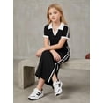 thumbnail image 6 of PureChapter Girls' Clothing Sets Short Sleeve Polo Crop Tops Slit Maxi Skirt Cotton 2 Piece Casual Girls Summer Outfits, 6 of 9