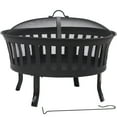 thumbnail image 3 of Sunnydaze 25" Round Wood-Burning Black Finish Steel Fire Pit with Mesh Stripe Cutouts, 3 of 8