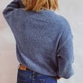 thumbnail image 3 of Juslio Women Sweaters Pullovers Sweaters Solid Crew Neck Knit Fashion Blue, 3 of 8