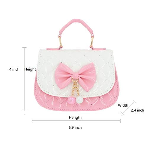 Junoai Little Girls Crossbody Purses For Kids Toddler Mini Cute Princess Handbags Shoulder Bag Bowknot Pink white Other M