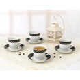 thumbnail image 4 of Elegant Durable and Colorful Porcelain Tea-Coffee Cups and Saucers Set - Black and Gold, 8 oz. Set of 4, 4 of 5