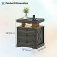 thumbnail image 2 of Nightstand with Lockable Gun Drawer,Charging Bedside Table with 3-Color LED Lights,Farmhouse Night Stand with Human Sensor Design, Modern End Table with for Bedroom,Rustic Brown, 2 of 9