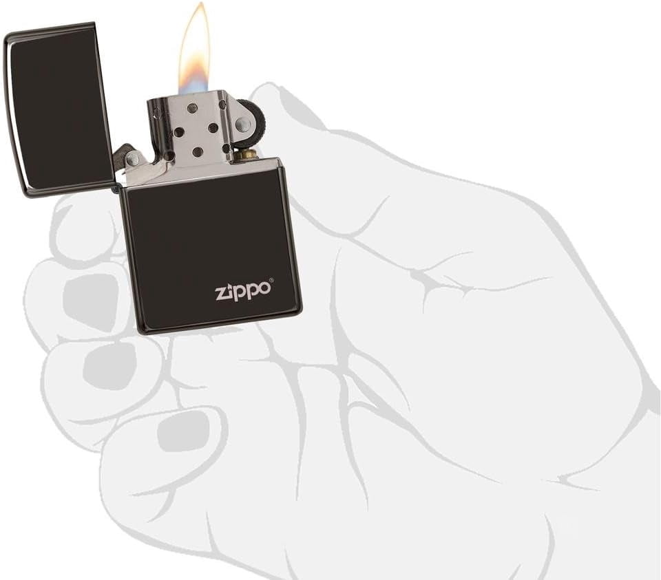 Zippo Lighter - Personalized Custom Message Engrave on Classic with Zippo Logo Windproof Lighter (Ebony 24756ZL)