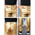 thumbnail image 5 of Unique Bargains Men's Metallic Slim Fit Night Club Disco Shiny Faux Leather Pants 38 Golden, 5 of 5