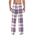 thumbnail image 4 of Pink Checkered Grid Pattern Men's Pajama Pants Cotton Long Sleepwear Lounge Pants L, 4 of 7