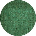 thumbnail image 1 of Ahgly Company Machine Washable Indoor Round Abstract Turquoise Blue Modern Area Rugs, 3' Round, 1 of 4