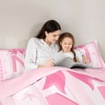thumbnail image 4 of Manfei Pink Letter N Bow Full Size Comforter Sets, Cute Love Heart Bedding Sets for Girls Women, Pink Reversible, 3-Piece, 4 of 6