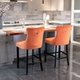 thumbnail image 6 of MIKIBAMA Orange Velvet Upholstered Barstools with Button Tufted, Wooden Legs, Chrome Nailhead Trim, Set of 4, Counter Height, 6 of 11