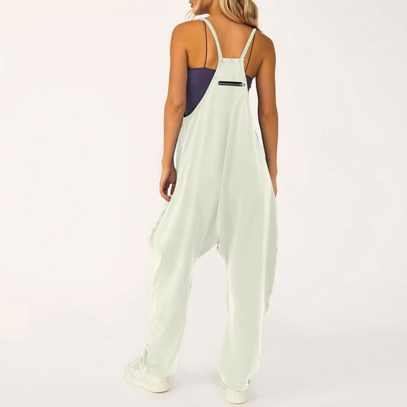 Winter Overalls For Women Fuzzy Jumpsuit Spaghetti Strap Wide Leg Overalls Cozy Jumpsuit With Pockets Long Elegant Women's Jumpsuits Denim Jumpsuit Woman S Jump Suit Womens Rompers Dressy Elegant