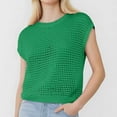 thumbnail image 2 of LIUJUNSHOP Womens Spring Summer Crochet Tops Cap Sleeve Sweater Vest Hollow Out Pullover Shirts Beach Vacation Clothes, 2 of 4