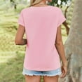 thumbnail image 5 of XUELUO Boho Tops For Women Summer Solid Color Round Neck Short Sleeve Loose Fit Casual Elegant Shirts For Women T-shirts Holiday WearS, 5 of 7
