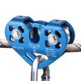 thumbnail image 1 of Burgundy/Blue Aluminum-Magnesium Alloy Double Sheave Pulley - 30kN Strength, 13mm Max Rope/12mm Cable Capacity for Climbing, Rescue, Caving & Aerial Work - 284g Lightweight Professional Gear, 1 of 6