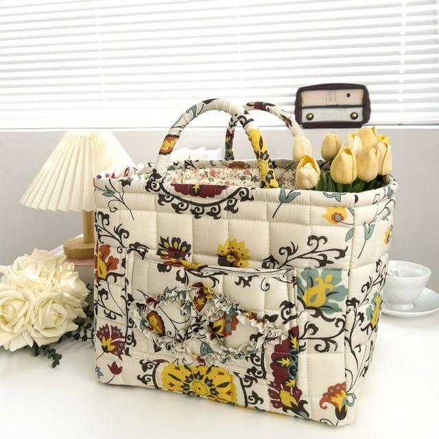 Home Textile Storage Fabric Organizer for Living Room Bathroom and Bedroom with Floral Print Design for Clothes and Item Storage Durable Polyester Blend Home Organization Solution