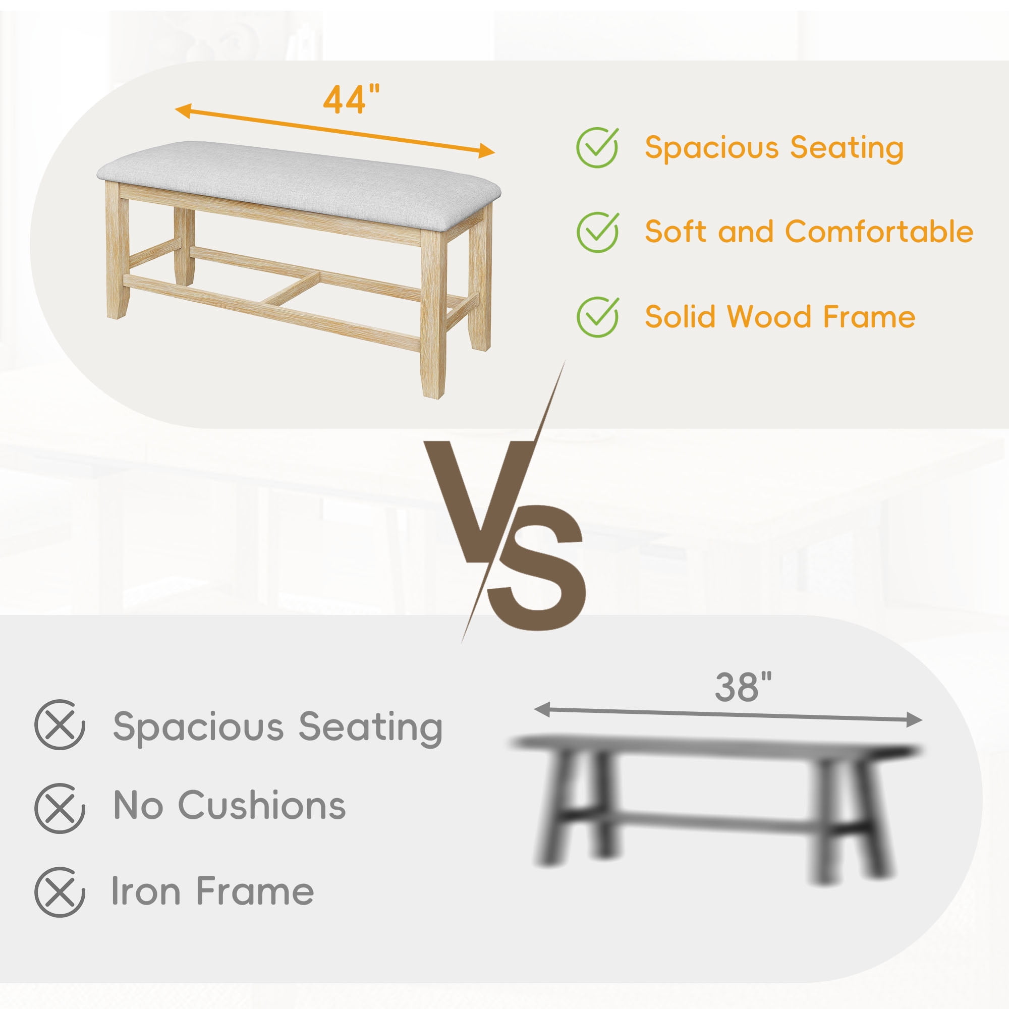 6-Piece Dining Table Set for 6, 58"-76" Extendable Dining Table with Removable Leaf, 4 Chair and Bench