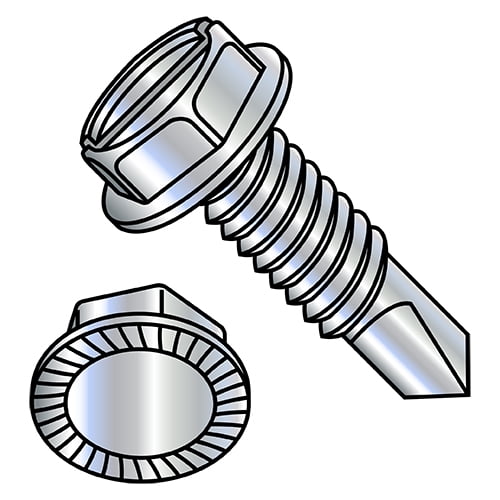5/16-18X1 1/2 A/F.428-.437 HD Hgt.172-.190 Slotted Indented Hex Washer Serrate Self Drill Full Thread Zinc (Pack Qty 600) BC-312407KSWSMS