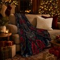 thumbnail image 3 of Dark Romance Roses and Gold Scrollwork Warm Flannel Blanket for Living Room and Family Room, Art Lovers Autumn Celebration Gift, Festive Home Decor, 3 of 9