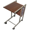 thumbnail image 3 of Modern Brown Faux Woodgrain Metal Laptop Cart Desk, 3 of 5