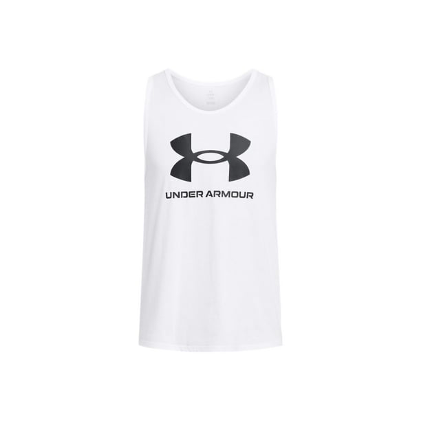 Camiseta sin mangas Under Armour Sportstyle Logo para hombre, talla pequeña, blanca