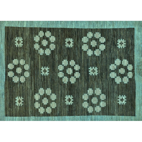 Ahgly Company Indoor Rectangle Abstract Light Blue Modern Area Rugs, 8' x 12'