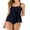 Blue, variant on GEWSEY Women's Ribbed Ruched Two Piece Tankini Bathing Suits Tummy Control Swim Top with Bottom Swimsuits Black, L