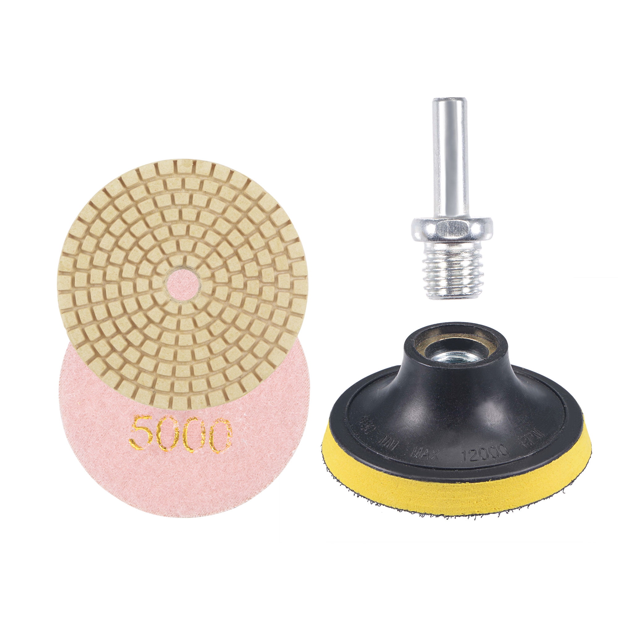 Uxcell 3" 5000 Grit Diamond Wet Polishing Pads M14 Backer Pad for Stone Concrete 4 Pack