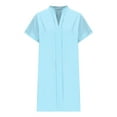 thumbnail image 7 of Ashirexll Womens Summer Dresses, Casual Dresses for Women, Solid Color Short Sleeve V-Neck Light Mature Loose Dress, 7 of 7