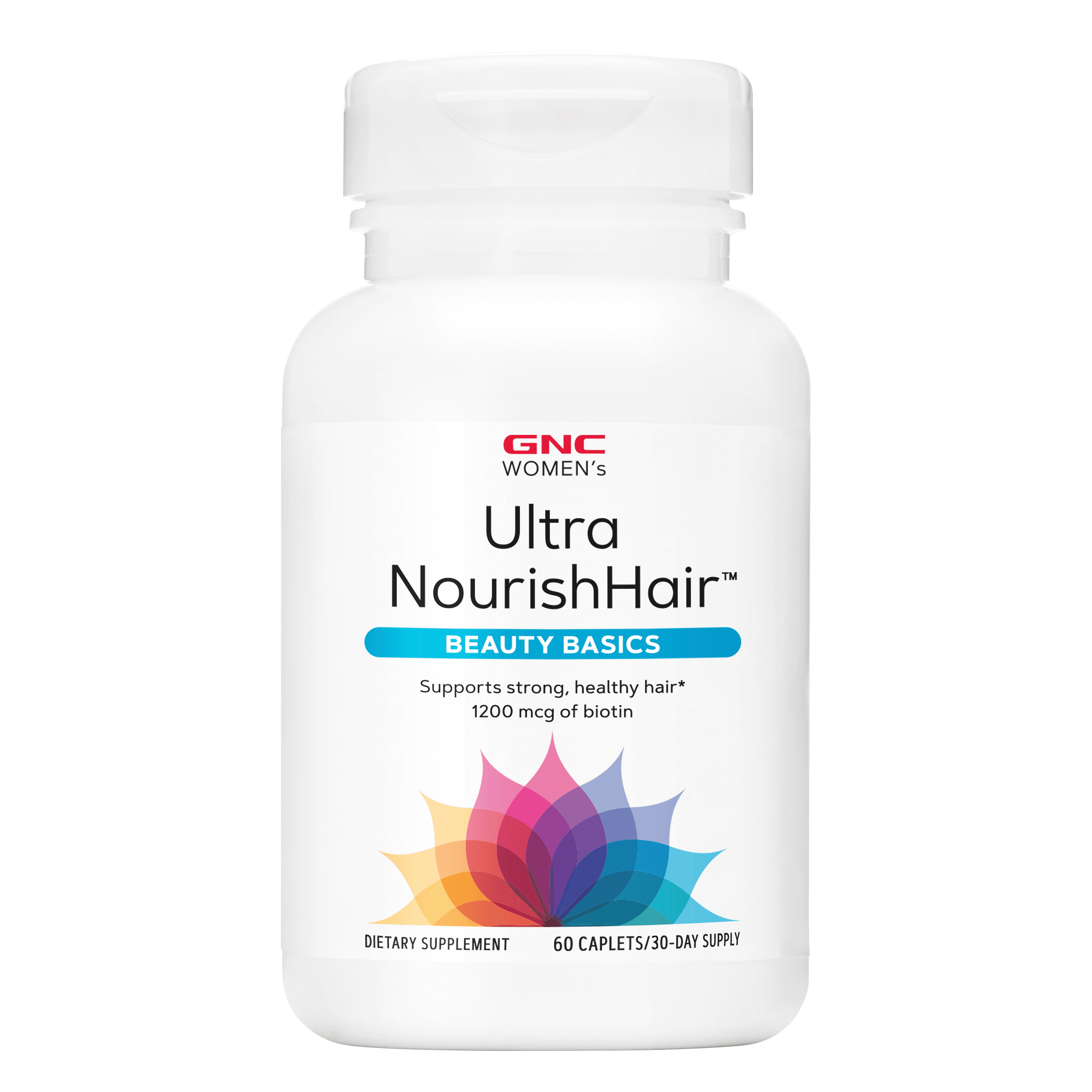 GNC ULTRA NOURISH HAIR, 60 Tablets, Support for Strong Healthy Hair with 1,200 mcg Biotin plus Vitamins and Minerals