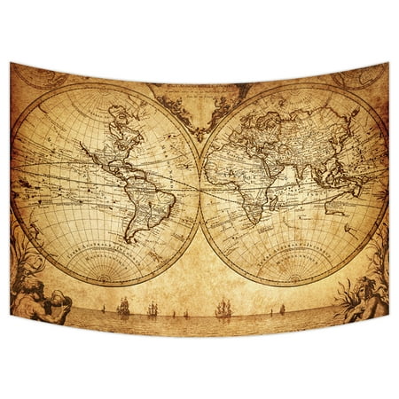 - YKCG Vintage World Map Ancient Nautical Chart Navigation Voyage Sailing Wall Hanging Tapestry Wall Art 90x60 inches