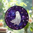 thumbnail image 2 of Stained Glass Window Hanging - Halloween Decoration Purple Star White Ghost Suncatcher for Doors Garden Indoor Spooky Sun Catchers Gothic Decor Horror Gifts for Women Men Friend,, 2 of 6