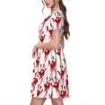 thumbnail image 2 of Balery Red Bloody Scary Hands Vestidos sueltos de manga corta para mujer, vestidos de verano 2025, vestidos casuales de corte A con vuelo., 2 of 6