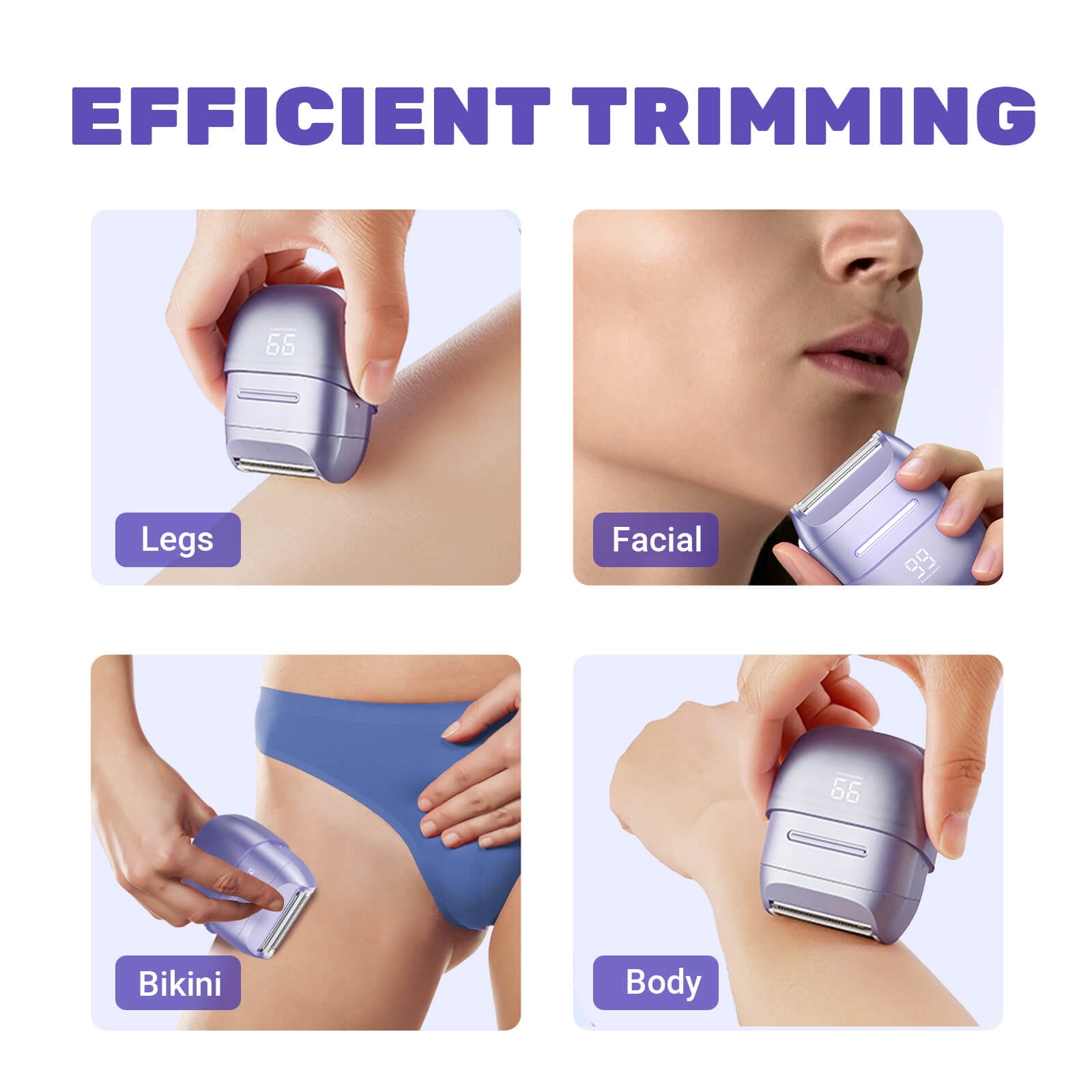Mini & Portable Cordless Electric Shaver for Women with LED Display - Rechargeable - IPX6 Waterproof, Razor for Body, Face, Pubic & Leg