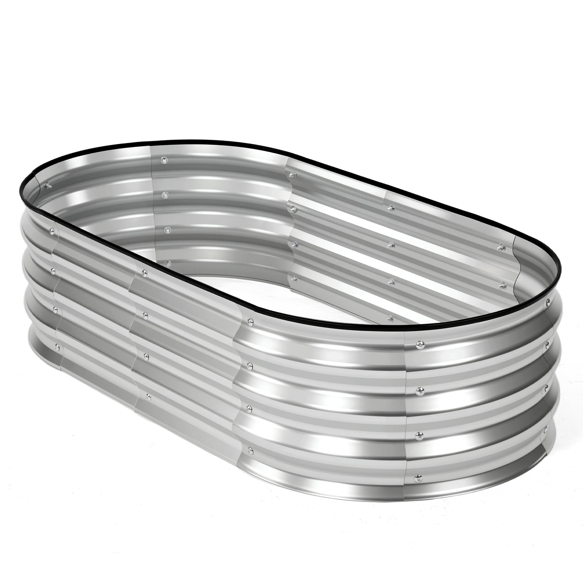 CONCETTA Oval Metal Planter Box for Vegetables, Flowers, Herbs, Galvanized Raised Garden Bed Kit with Safe Rubber Edging for Outdoor Gardening